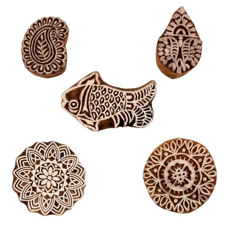 Set of 5 Piece New Mix Wooden Printing Blocks